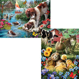 Bits and Pieces – Value Set of Two 500 Piece Jigsaw Puzzles for Adults – Cat Nap, Puppy Swimming Jigsaw Puzzles by Artist Larry Jones, Completed Puzzle Size: 18" x 24" Bits and Pieces