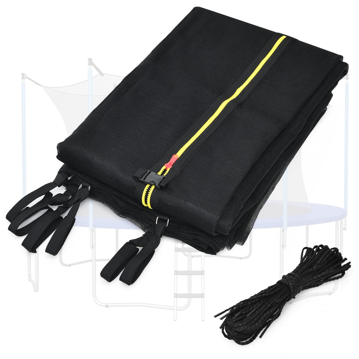 Goplus Trampoline Safety Net for 8FT 10FT 12FT 14FT 15FT 16FT Round Frame Trampoline, Weather-Resistant Breathable Replacement Enclosure Net with Adjustable Straps, Net Only Goplus