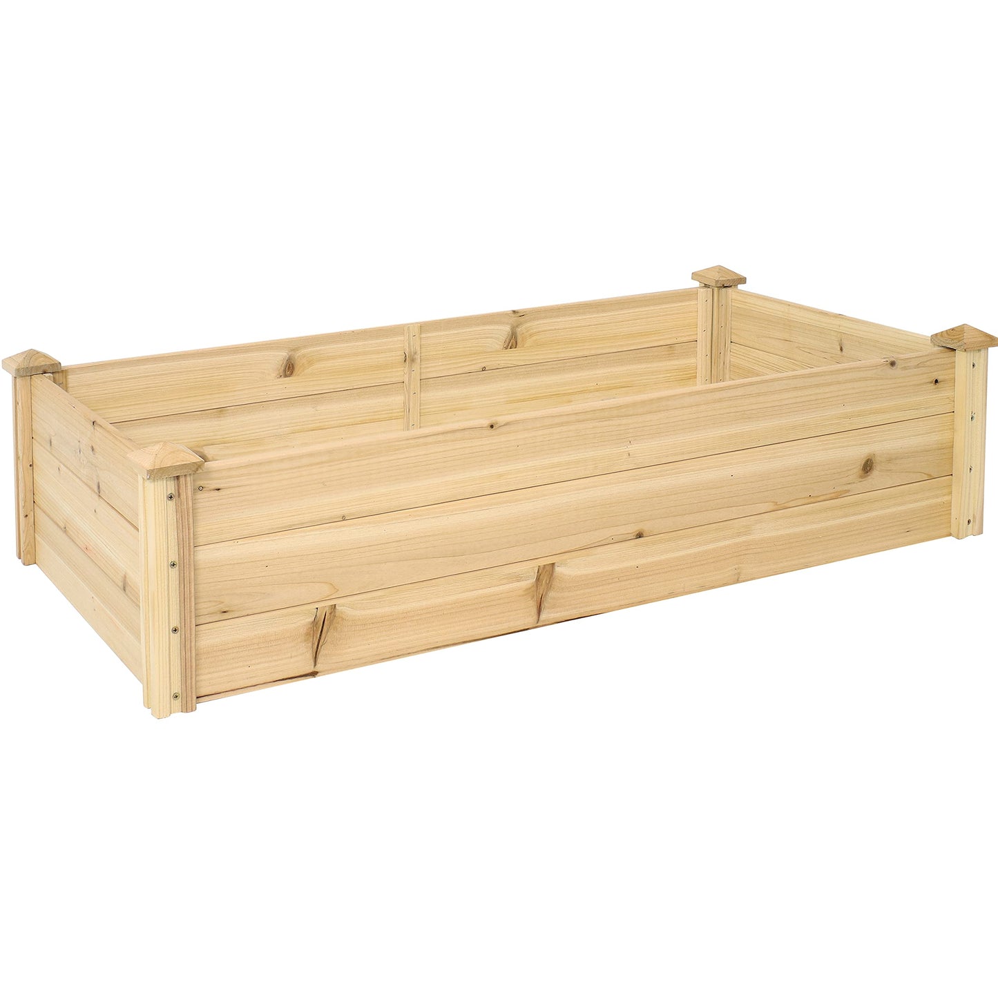 Sunnydaze 48.25-Inch Rectangular Wood Raised Garden Bed - Elevated Planter Box for Flower, Vegetable, and Herb Gardening