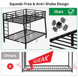 Olodumare Metal Full XL Over Queen Bunk Bed for Kids & Adults with Extra Thick Support Columns & Higher Guardrail, 2 Ladders, Squeak-Free, Heavy Duty, No Box Spring Needed, Easy Assembly, Black Olodumare