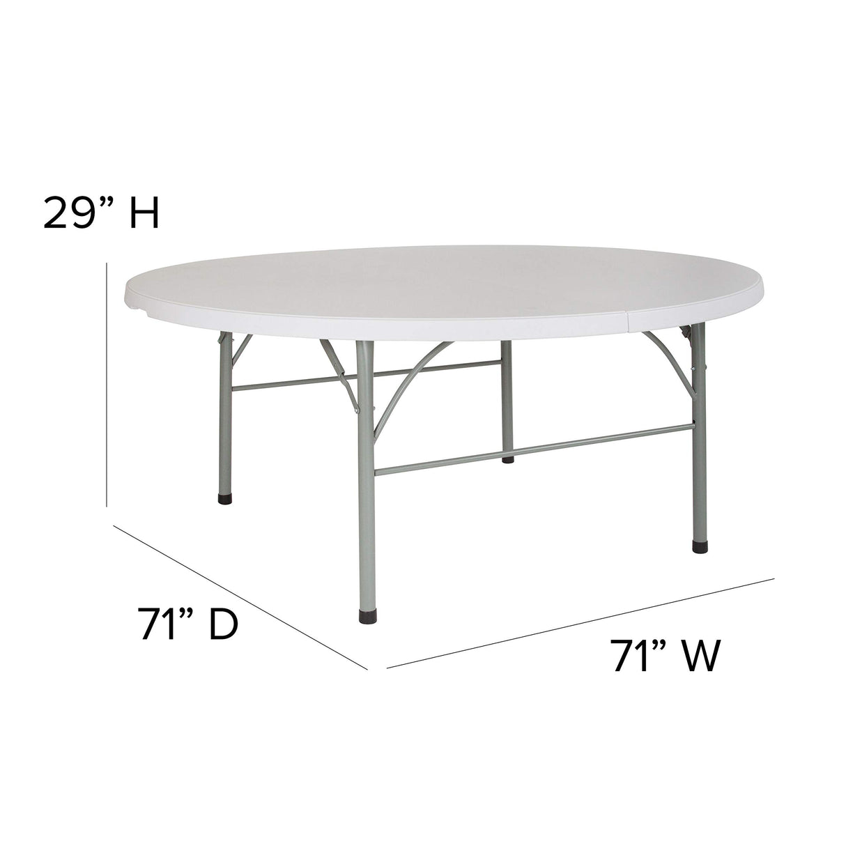 Flash Furniture Stonewall 6' Round Plastic Folding Event Table with Carrying Handle, Bi-Fold Portable Banquet Table for Indoor/Outdoor Events, White Flash Furniture