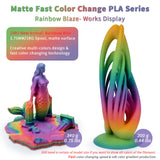 ZIRO 3D Printer Filament PLA, Fast Color Changing Filament(Matte), Color Change by Length PLA, Fit Most FDM 3D Printers, Matte Finish 1KG/ 2.2lbs Spool, Rainbow Blaze ZIRO