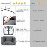 CHINNLUU Outdoor Hanging Egg Chair Outdoor Foldable Wicker Swing Chair with Stand UV Resistant Cushion 350lbs Capacity for Patio, Garden and Balcony CHINNLUU