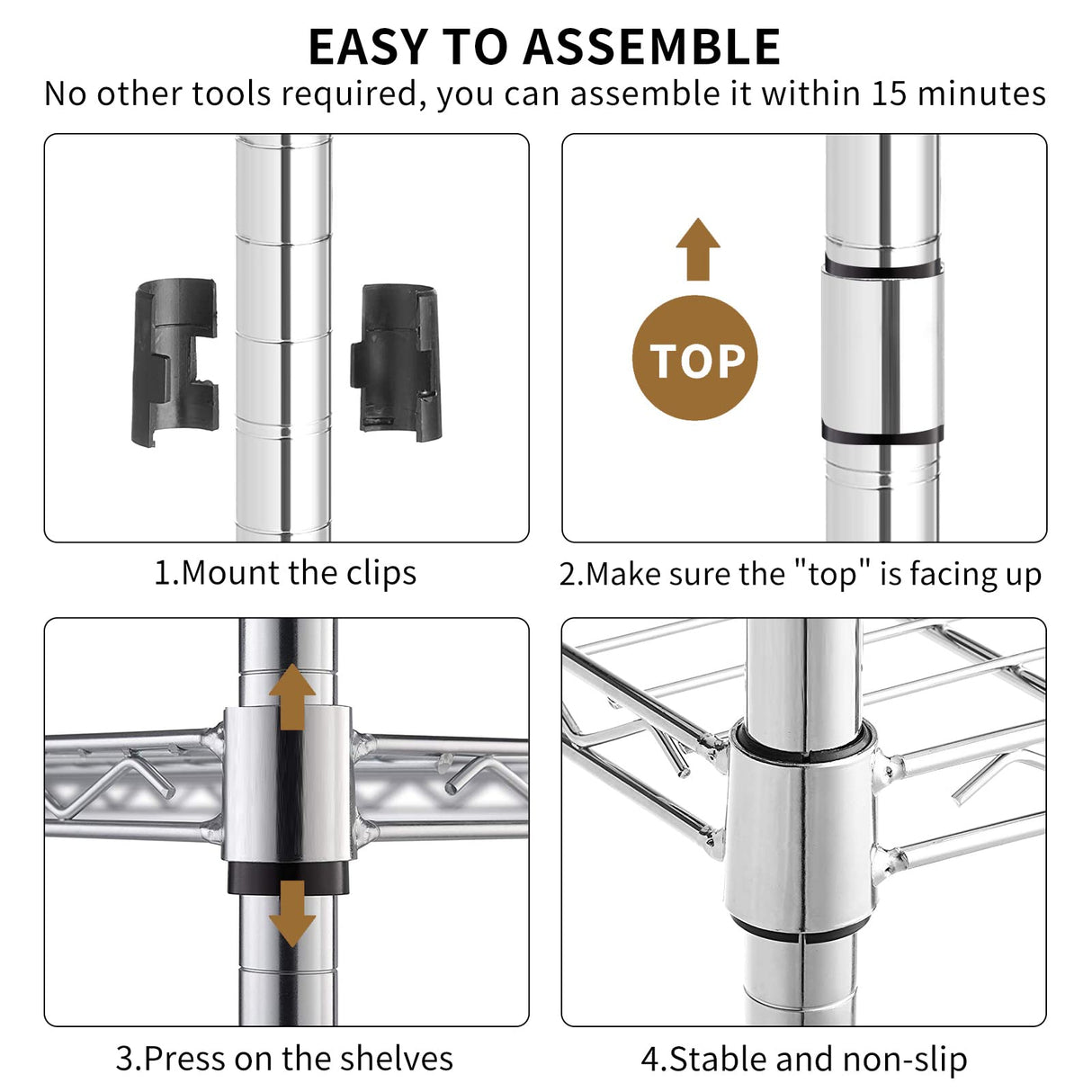 YYkokocat 6-Tier Adjustable Storage Shelves Heavy Duty Wire Shelving Unit with Wheels 2100Lb Metal Layer Rack Shelf NSF Shelving for Closet Kitchen Garage, 82" H x 48" L x 18" D - Chrome YYkokocat