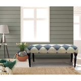 LR Home Alexei Tan/Black Upholstered Bench for Bedroom End of Bed | Farmhouse Checkered Accent Bench for Living Room, Bedroom, or Entryway Seating | Long Rectangle Sitting Bench | 47"W x 16"D x 18"H L.R. Resources Inc