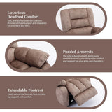 IOMOR Massage Recliner Chair with Heat and Massage, Soft Fabric Ergonomic Manual Reclining Chairs, Heavy Duty Reclining Sofa Chair with Side Pockets for Living Room (Tan) IOMOR