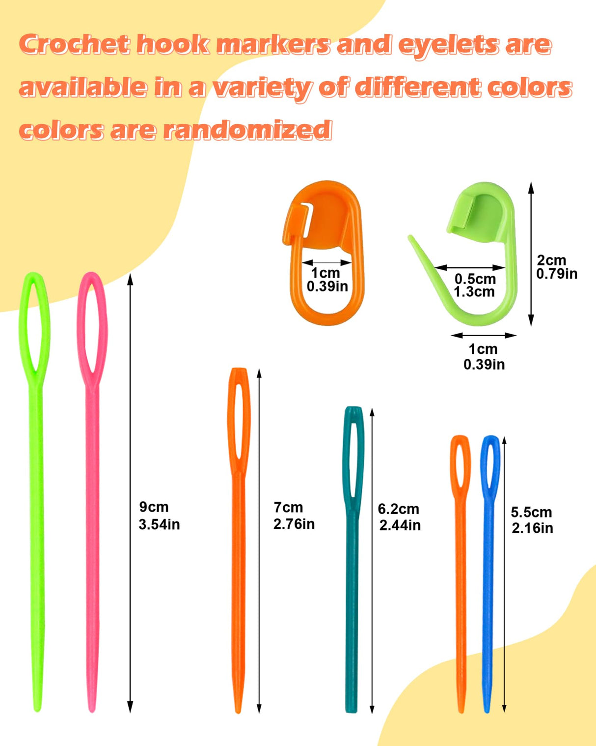 300pcs FIVEIZERO Stitch Markers with 6 pieces of large blunt sewing needles,colorful knitting markers,plastic crochet hook clip,bulk Crochet hook markers for knitting stitch locking clip crochet hooks FIVEIZERO