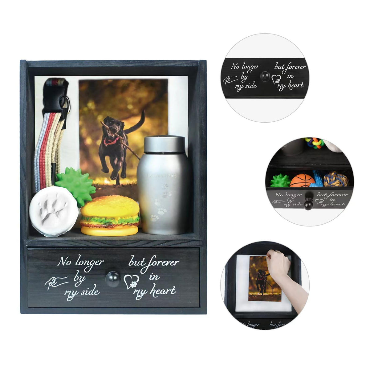 Favonuovy Pet Memorial Shadow Box Keepsake 9.3x13 Dog Memorial Gifts for Loss of Dog Death Sympathy and Remembrance Gift Large Pet Memorial Picture Frame Display Case with Deep Drawer Favonuovy