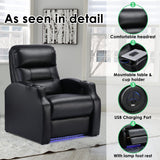 Hasaky Leather Home Theater Seating Recliner Chair with Power Footrest Single Sofa for Movie Room & Living Room Single Chair Black Hasaky