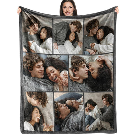 ICELIETE Ships Next Day, Custom Blanket with Picture Text Customized Fleece Photo Blanket for Couples Gifts Personalized Blankets and Throws Christmas Birthday Gifts for Boyfriend Girlfriend ICELIETE