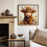 Mandun Paint by Numbers Kit for Kids with Frame, Cow Paint by Numbers for Kids Ages 4-8-12, DIY Cow Acrylic Oil Painting for Home Wall Art Decor Gift 9.8x9.8 inch (with Frame Easel) Mandun