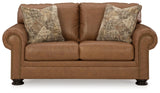 Signature Design by Ashley Carianna Classic Leather Match Loveseat with Nailhead Trim, Dark Brown Signature Design by Ashley