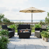 FHFO 4 Piece Outdoor Patio Furniture Sets, Outside Furniture Outdoor Sectional Wicker Conversation Sofa Set, Rattan Couch Set for Balcony Porch Backyard (Black-Grey) FHFO