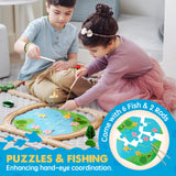 Tiny Land Train Set 110pcs Wooden Train Set, Toy Train for Boys & Girls with Wooden Train Track, Wooden Toys for 3-7 Years Old Toddlers & Kids, Tiny Land