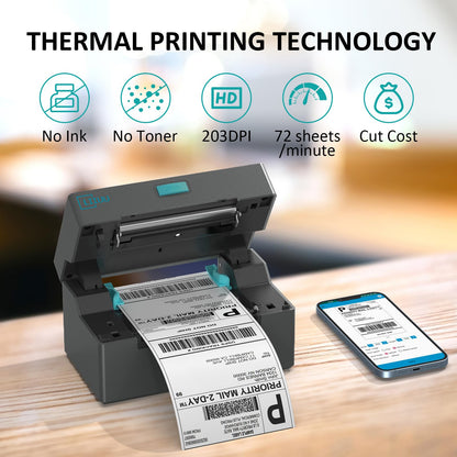 LIIUU Thermal Shipping Label Printer Bluetooth, 4x6 Label Printer for Shipping Packages, Support iOS, iPhone, iPad, Android, Mac and Windows, Widely Used for Amazon, Ebay, Shopify, Etsy, USPS,UPS