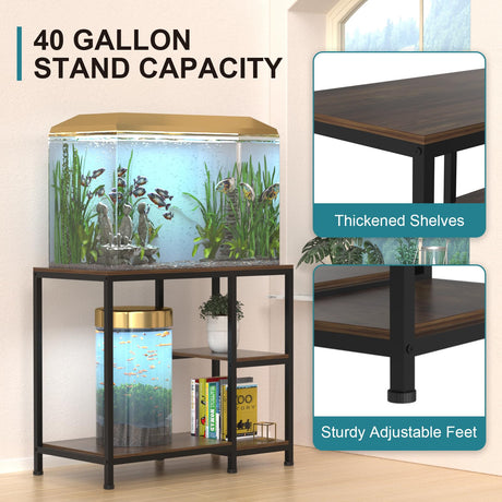 VANVERB Fish Tank Stand for 40 Gallon, Wood Aquarium Stand with Shelves for Fish Tank Accessories Storage, 660LBS Capacity VANVERB