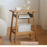 Vadisun Solid Oak Wood Nightstand with Storage Pocket – Modern Classic Side Table for Small Spaces, Log Color Bedside Table Vadisun