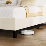 GarveeHome King Size Bed Frame with Adjustable Headboard, Velvet Upholstered Tufted King Platform Bedframe with Strong Wooden Slats, Mattress Foundation, No Box Spring Needed,Easy Assembly,Beige/Cream GarveeHome