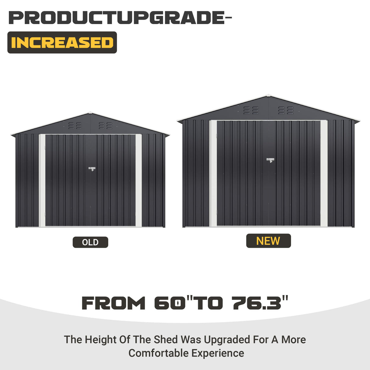 Polar Aurora 8 x 12 FT Outdoor Storage Shed, Metal Garden Shed with Updated Frame Structure, Tool Sheds for Backyard Garden Patio Lawn Black Polar Aurora