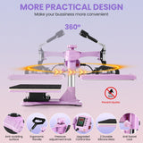 WHUBEFY Heat Press, 5 in 1 Tshirt Press Machine 15"x12" 360° Swing Away Digital Industrial Heat Transfer Machine, Multifunctional Sublimation Heat Press Machine for T Shirts/Mug/Cap/Plate/DIY Whubefy