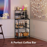 Anycoo Bakers Rack with 3 Power Outlets, 4-Tier Kitchen Microwave Stand with Storage, Freestanding Kitchen Shelf Stand 23.6”L x 15.7”W x 51.2”H, Coffee Bar Table, Black Anycoo