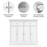 Crosley Furniture Avery Rolling Kitchen Island Storage Cart with Shelves, Microwave Stand, Coffee Bar, Distressed White Crosley Furniture