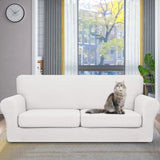 YEMYHOM Latest Checkered 3 Pieces Couch Covers for 2 Cushion Couch High Stretch Sofa Cover with 2 Extra Large Seat Cushion Covers Anti Slip Elastic Slipcovers (XL Loveseat, White), 71"-91"(2 CUSHIONS) YEMYHOM