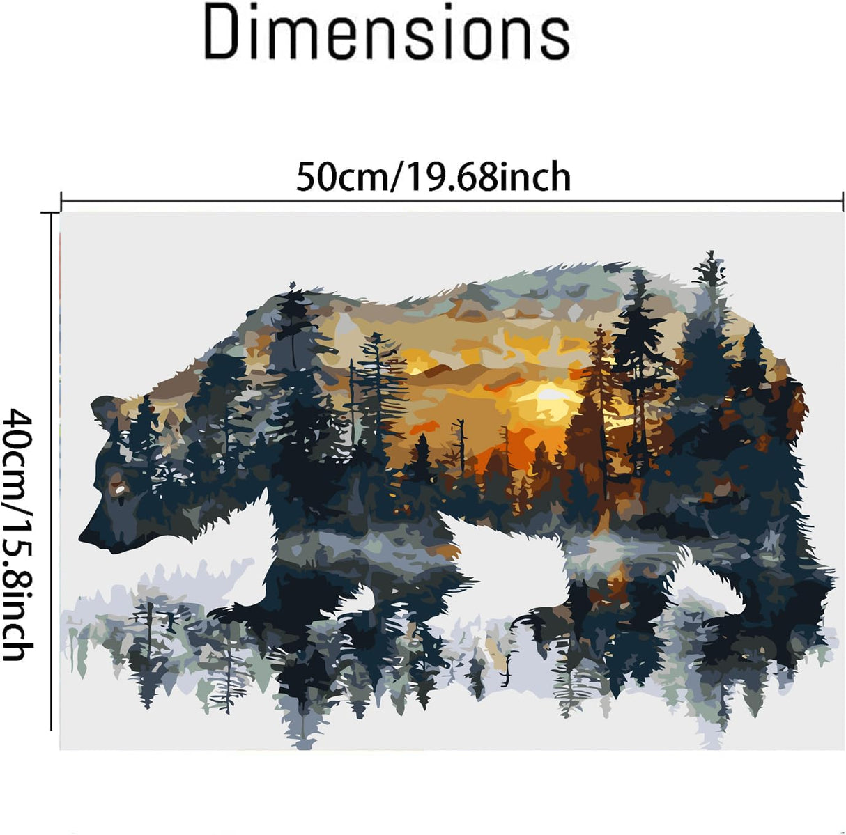 Apcufir Forest Bear Paint by Numbers for Adults,Animals Paint by Numbers on Canvas,DIY Oil Painting by Numbers Kits for Home Wall Decor 16X20 Inch Apcufir