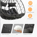 2 Person Double Egg Swing Chair with Stand Indoor Outdoor, Hammock Egg Chair Outdoor, Patio Wicker Hanging Egg Chair w/Cushion 700LBS Capacity for Bedroom, Balcony, Garden, Dark Grey Anranni