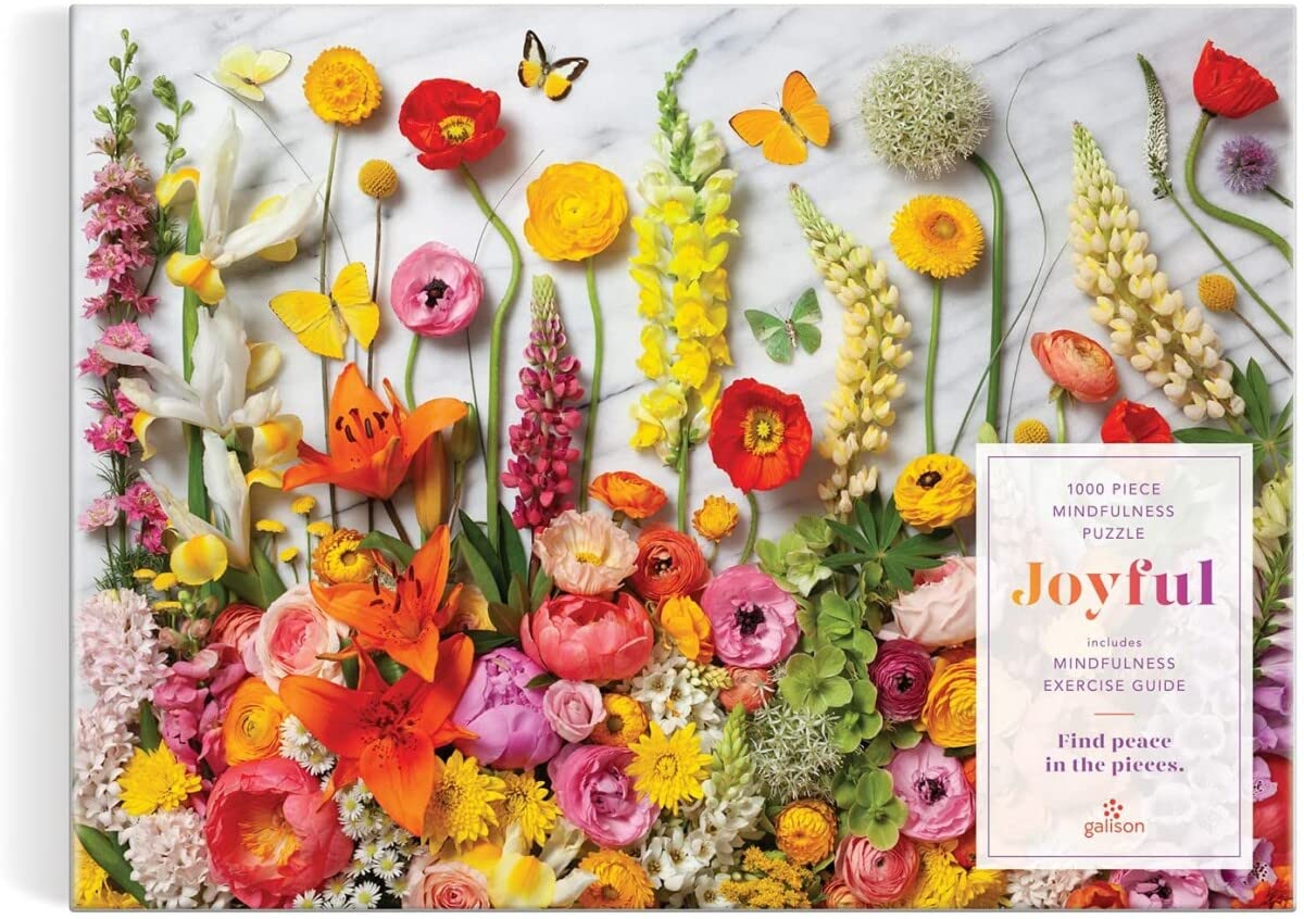 Joyful 1000 Piece Puzzle from Galison - Peaceful and Mindful Jigsaw Puzzle, Bright and Floral, Thick and Sturdy Pieces, Great Gift Idea! Galison