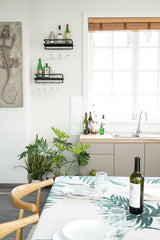 Mkono Wall Mounted Wine Rack Set of 2 Wood Shelf Rustic Wine Bottle Glass Floating Shelves with Stemware Hanger Modern Plants Photos Wine Display Storage Holder for Kitchen Dining Room Bar, Black Mkono