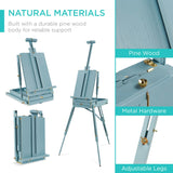 Best Choice Products French Easel, 32pc Beginners Kit Portable Wooden Folding Adjustable Sketch Box Artist Tripod for Painting, Drawing w/Acrylic Paints, Brushes, Canvases, Palettes - Blue Best Choice Products