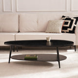 Shrine Black Oval Coffee Table, Mid-Century Modern Coffee Table, Black Walnut Wood Table for Living Room, D47''x W23.6''x H15'', Sleek Conical Metal Legs with Black Finish Shrine