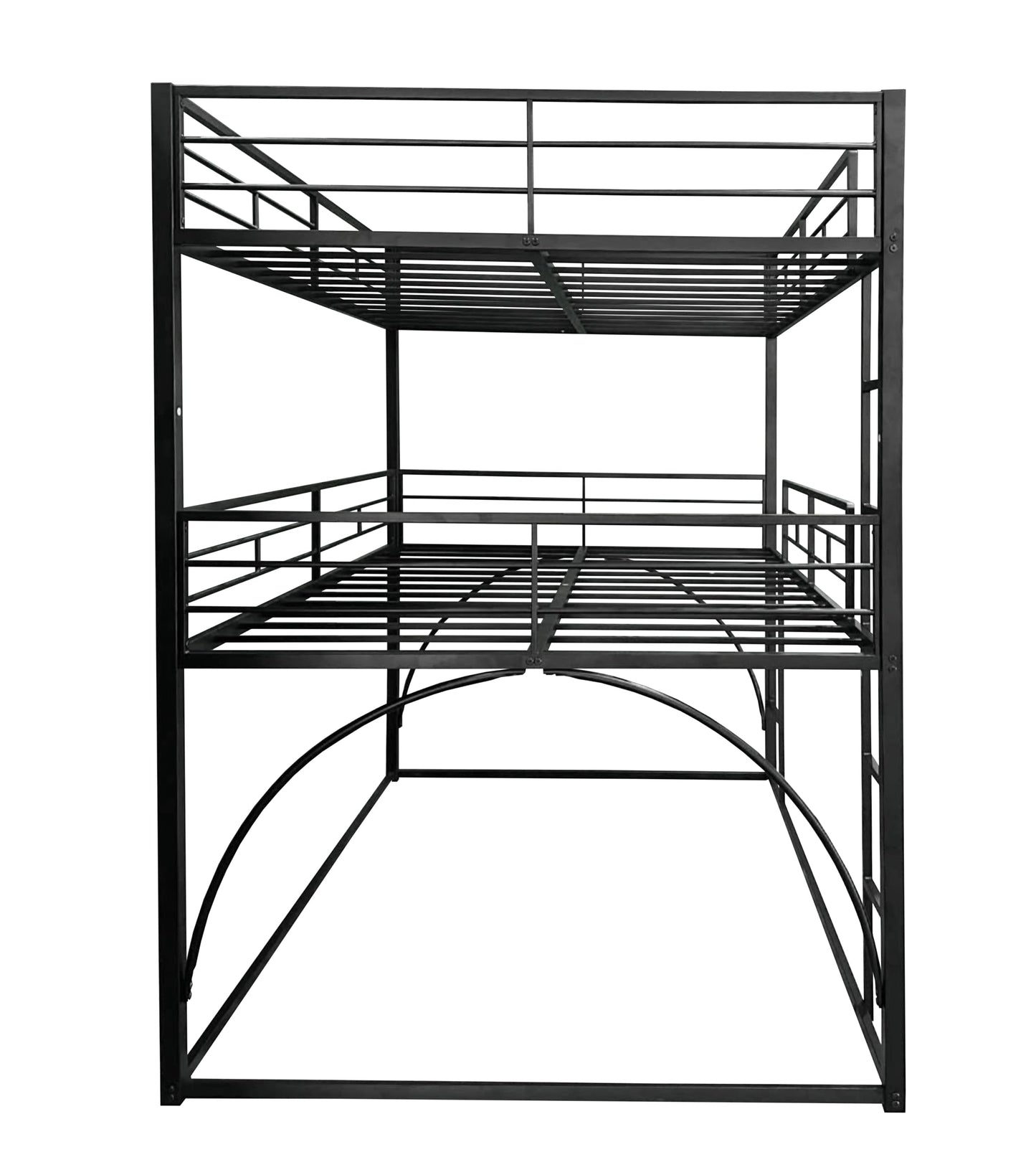 UOCFYK Metal Triple Bunk Bed with Built-in Ladder, Full Over Full Over Full Bunkbeds with Full-Length Guardrail for Kids/Teen/Adults, No Box Spring Needed, Easy Assembly, Black