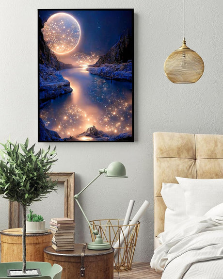 MIXFOSAHN Painting Pack of Adult 5D Diamond Painting Kit, DIY Full Diamond Art kit with Diamond Painting Crystal Art and Craft for Beginners 12x16 Inches Moon Lake MIXFOSAHN