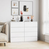 FOTOSOK 4 Drawer Dresser, White Dresser Modern Storage Chest of Drawers 23.6L x 15.7W x 31.5H in, White Dresser Storage Cabinet with 4 Drawers for Home Office, White FOTOSOK