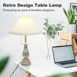 Farmhouse Table Lamp with Pull Chain Switch Control 3-Way Dimmable Table Lamp, Modern Nightstand Lamp Bedside Desk Lamp with Fabric Shade for Living Room Bedroom Hotel (Metal-Pack-01) LALISU