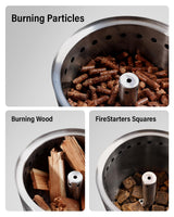 YEFU Tabletop Fire Pit 9.7 x 7.1 in, Low Smoke Camping Stove for Outdoor & Patio, Fueled by Pellets or Wood, Safe Burning Table Top Firepit, with Travel Bag & 2 Mini Sticks & Fireproof Mat, Silver YEFU