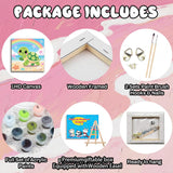 WEMEON Sea Turtles Paint by Numbers Kit for Kids with Frame and Easel, Easy Paint by Numbers Kits for Kids Ages 4-6, Small Painting by Number for Birthday Gift, Painting Party(10X10inch) WEMEON