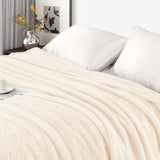 Exclusivo Mezcla Fuzzy Fleece Throw Blanket for Couch Sofa, Lightweight Fluffy Solid Velvet Blanket, Suitable for All Seasons, 50x60 Inches, White Exclusivo Mezcla