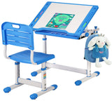 FDW Kids Study School Adjustable Height Table with Storage Blue FDW
