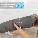 WhatsBedding Memory Foam Mattress Topper Queen Size Memory Foam Filled Warming Cooling Fluffy & Soft Pillow Top, Anti-Slip Bottom, 4 Elastic Straps, 80x60 Inch, Queen WhatsBedding