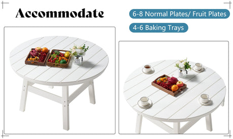 AMERLIFE 5 Piece HDPE Outdoor Dining Table & Chairs Set, All-Weather Patio Furniture with Umbrella Hole for Garden, Backyard, Seaside, White AMERLIFE