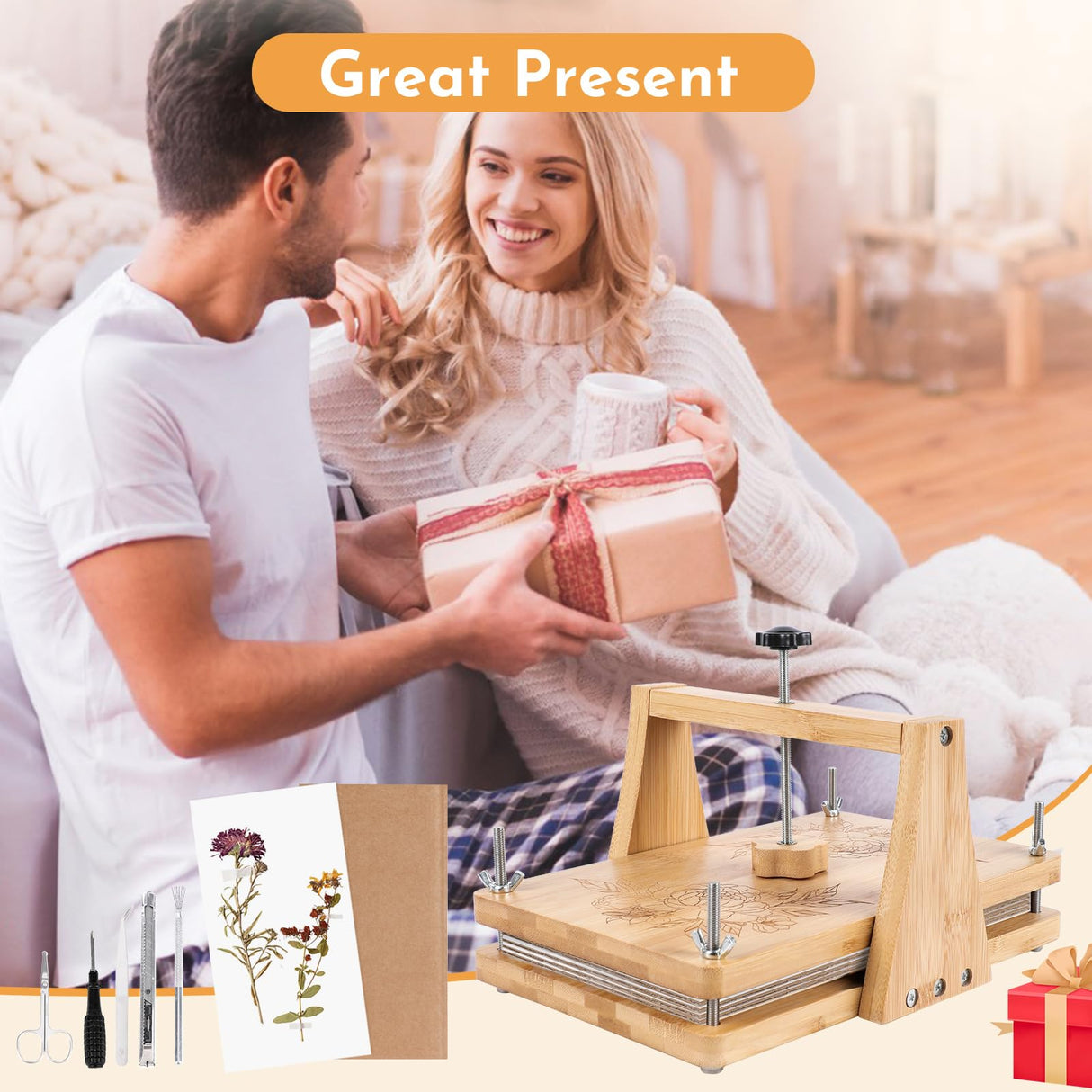 NIUGRECF 1Set Large Wooden Flower Press Kit - Even Pressure Flowers Pressed DIY Arts Set for Making Dried Flower/Plant（11in*7in） NIUGRECF