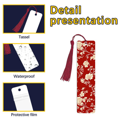 45 Pcs Sublimation Bookmarks，5.9"X1.5" X0.65mm Sublimation Bookmark Blank Aluminum Metal Bookmarks Bulk DIY Bookmarks with Hole and Colorful Tassels for Crafts Reading School Office Supplies