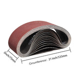 POTUINOM 3 x 21 Inch Sanding Belts 80 Grits - 10 Pack Sander Belts for Belt Sander, Best for Sanding Wood,Metal and Paint POTUINOM