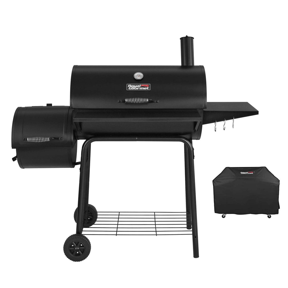 Royal Gourmet CC1830SC Charcoal Grill Offset Smoker with Cover, 811 Square Inches, Black, Outdoor Camping Royal Gourmet