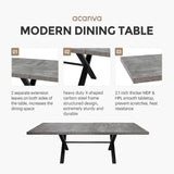 Acanva Expandable Dining Table for 6-8 Seat, Modern Rectangle Design with Extension Leaf for Kitchen Restaurant, Thicker Top and Carbon Steel Pedestal, 74.9''(+40)Wx37''Dx30''H, Dark Grey Acanva