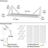 Wallniture Minori Washed White Floating Shelves for Wall Storage, Bathroom Shelves Over The Toilet Storage, Wood Wall Shelves Set of 3 with White Brackets Wallniture