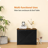 Dwanton Cat Litter Box Furniture Hidden, Cat Litter Box Enclosure, Reversible Entrance Can Be on Left or Right Side, Indoor Cabinet, Wooden Washroom, End Table, Black and Warm Brown, 27.6" L Dwanton